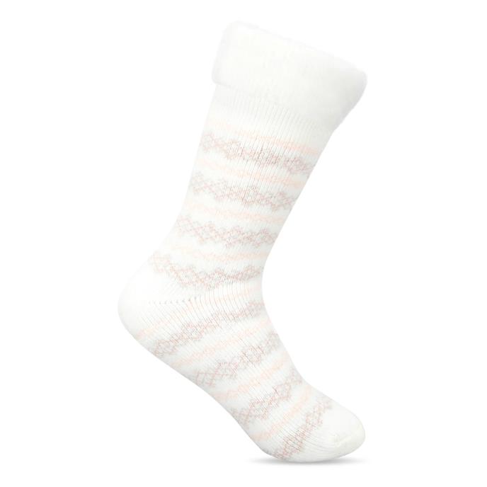 totes toasties® Ladies Premium Brushed Thermal Bed Sock (Twin Pack) Cream / Pink Extra Image 3